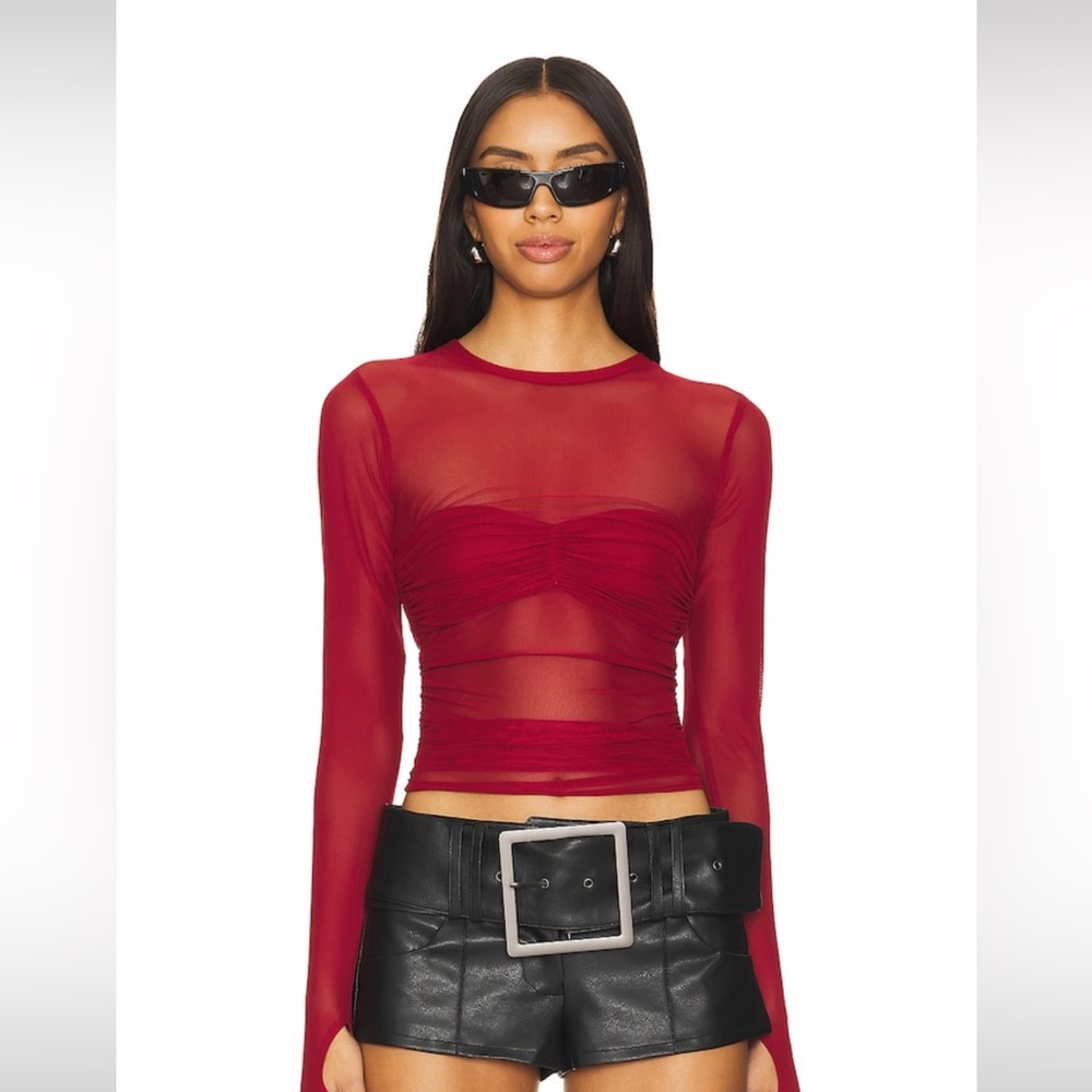 Revolve Sheer Long-Sleeve Ruched Top - Women